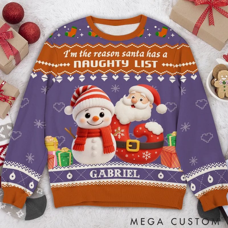Personalized Custom All-Over-Print Little One in the Snow Ugly Sweater Gift for Family Members
