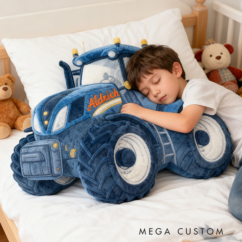 Personalized Tractors Letter Pillow with Custom Name Kids Room Decor Gift for Boys Christmas Gift 3D Print