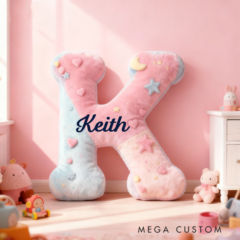 Personalized Pink Macaron Alphabet Throw Pillow Cute Dessert Letter Pillow with Name for Kids Girl Boy Baker Christmas Gifts Loving Room Decor