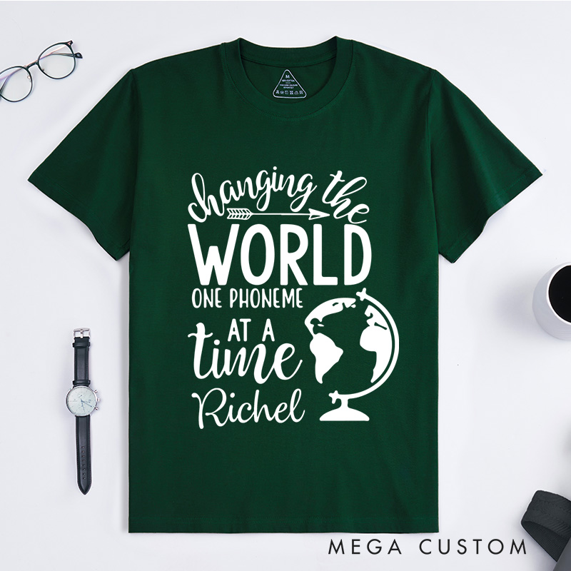 Personalized Changing the World One Phoneme at a Time T-Shirt Dyslexia Gift