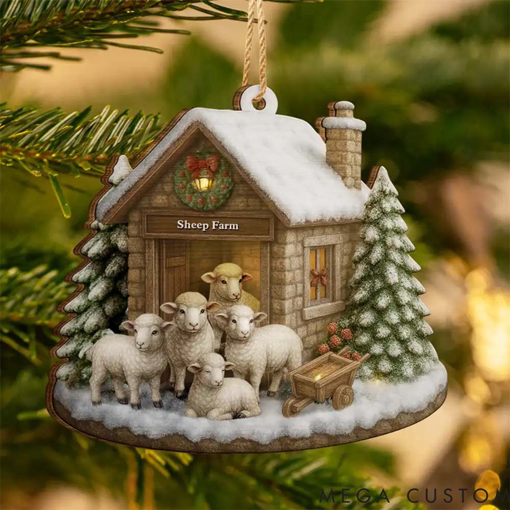 Personalized Pet Lover Christmas Sheep Farm Christmas Ornament