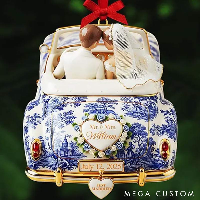 Personalized Couple Just Married Mr Mrs Couple Ornament Wedding Car Chrismas Decoration Gift for Newlyweds Couple Gift for Wife Husband