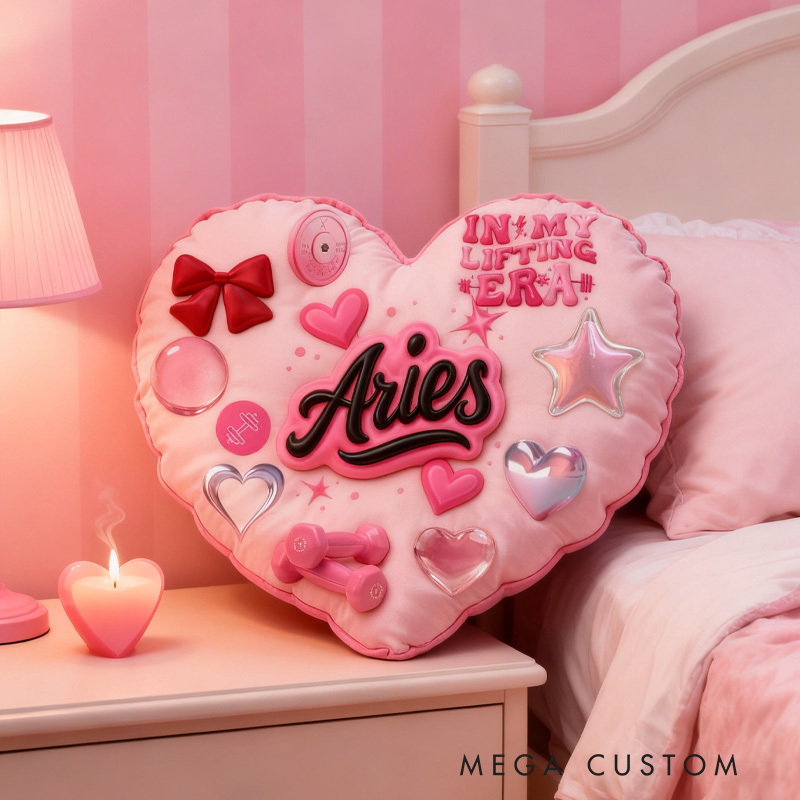 Personalized Workout Heart Throw Pillow Graphic 3D Print Trainer Fitness Planner Pinky Heart Decoration Letter Pillow Exercise Sport Gym Sublimation Design Lift Heavy Shit Gym Rat Weightlifting Pillow for Her Gym Lovers