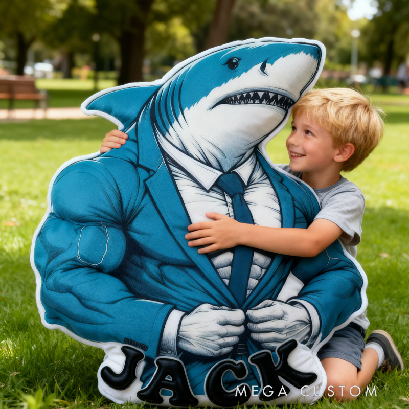 Personalized Fitness Shark Pillow Graphic 3D Print Trainer Fitness Planner Decoration Letter Pillow Exercise Sport Gym Sublimation Design Lift Heavy Shit Gym Rat Weightlifting Pillow for Kids Gym Lovers