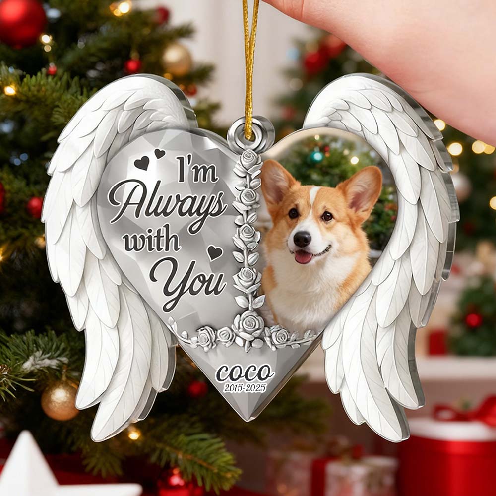 Personalized Pet Lover Custom Photo Wings Christmas Memorial Acrylic Ornament
