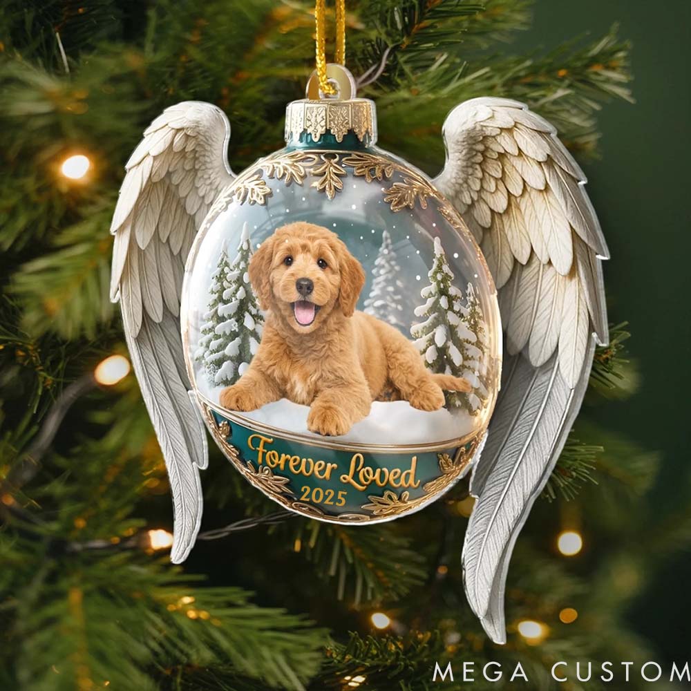 Personalized Pet Lover Custom Photo Forever Cherished in Paw Prints Christmas Memorial Acrylic Ornament