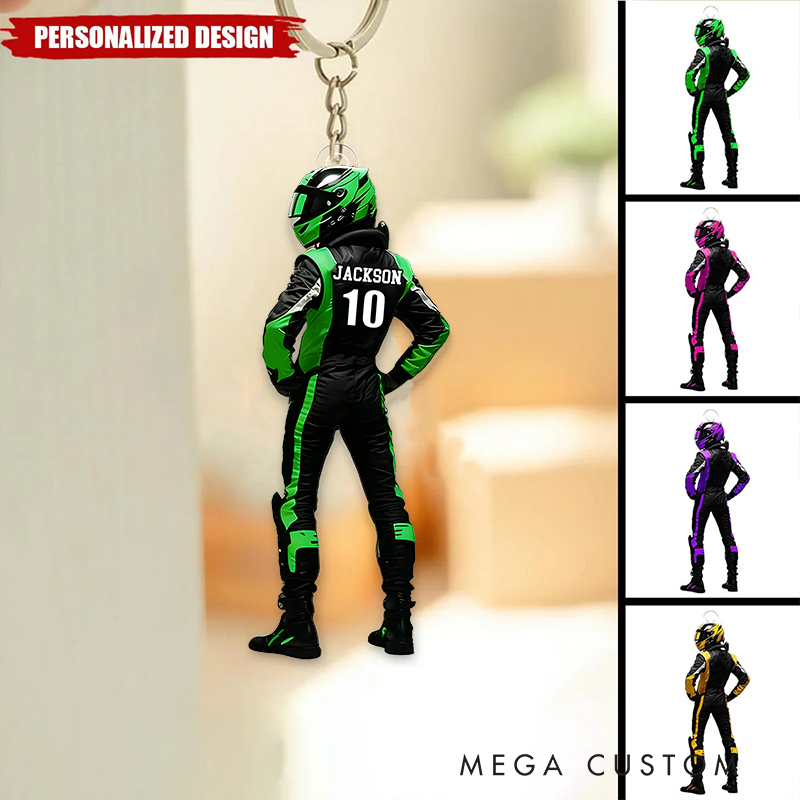 Personalized Acrylic Keychain Custom Racer Name Keychain Gift for Racer and Car Lovers