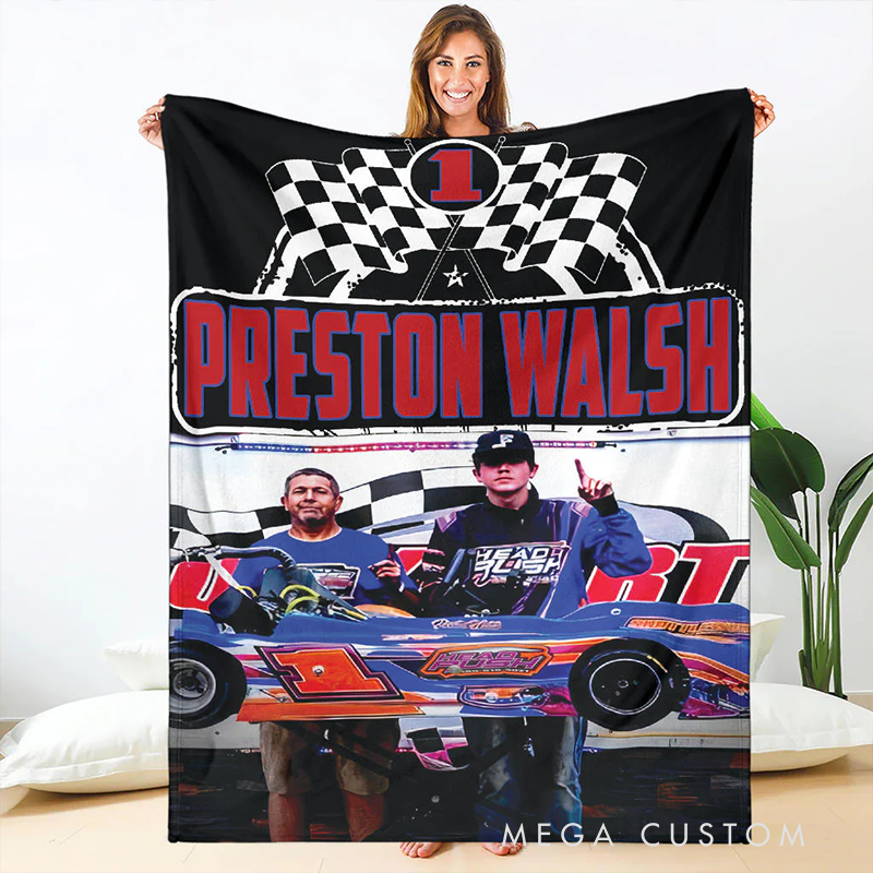 Personalized Racing Blanket Custom Photo Blanket Gift for Racer and Racing Lovers