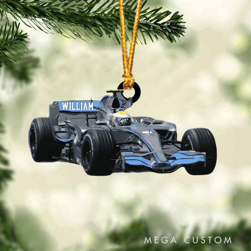 Personalized F1 Racing Car Christmas Ornament, Custom Acrylic Ornament Gift for Racing Lovers and Motorsport Fans