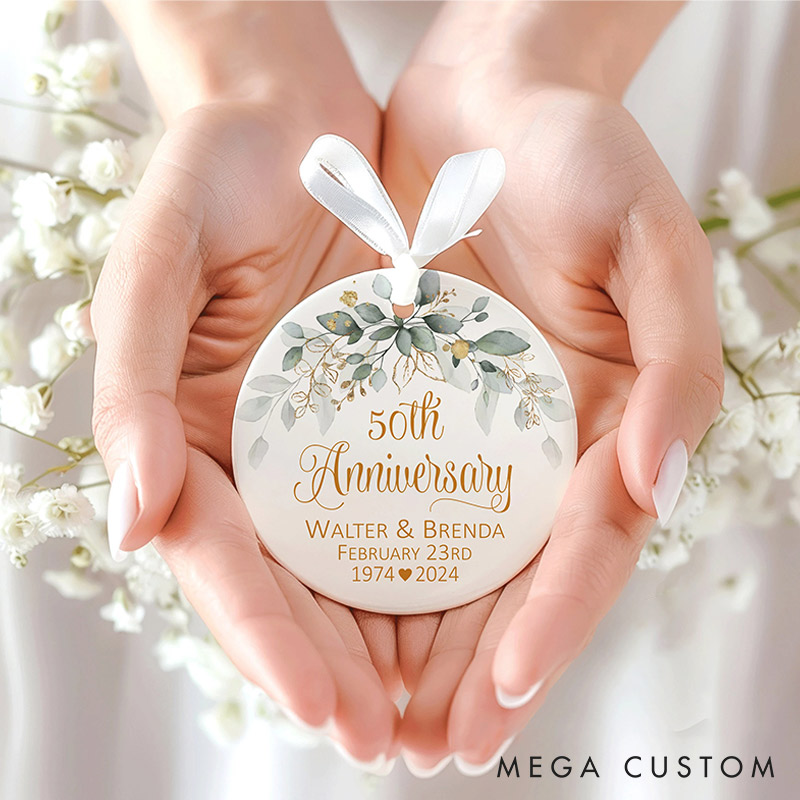 Personalized Couple Anniversary Ceramic Ornament Custom Name Valentine's Day Gifts for Husband Wife Ornament for Couple Xmas Gift