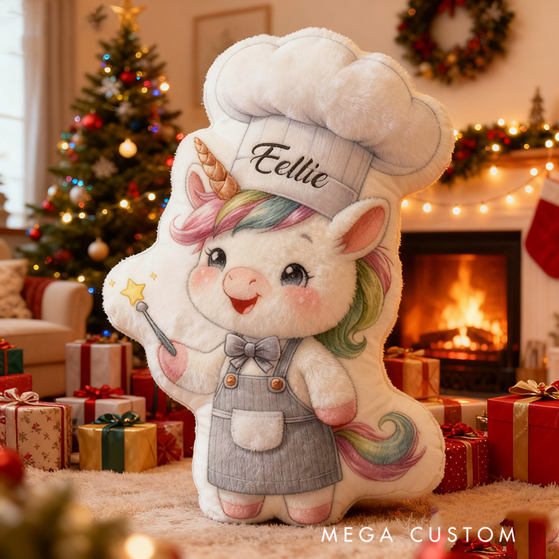 Personalized Baking Dinosaur Alphabet Throw Pillow Chef Horse Letter Pillow with Name for Kids Girl Boy Baker Christmas Gifts Loving Room Decor