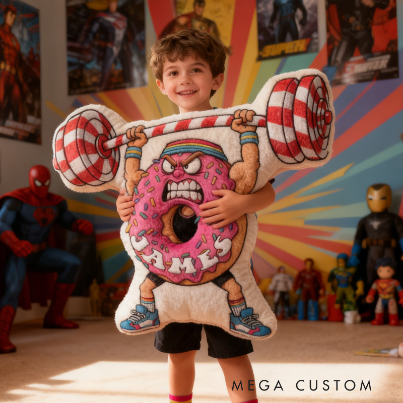 Personalized Fitness Donat Pillow Rainbow Throw Pillow Graphic 3D Print Trainer Fitness Planner Decoration Pillow Exercise Sport Gym Rat Weightlifting Pillow for Kids Gym Lovers