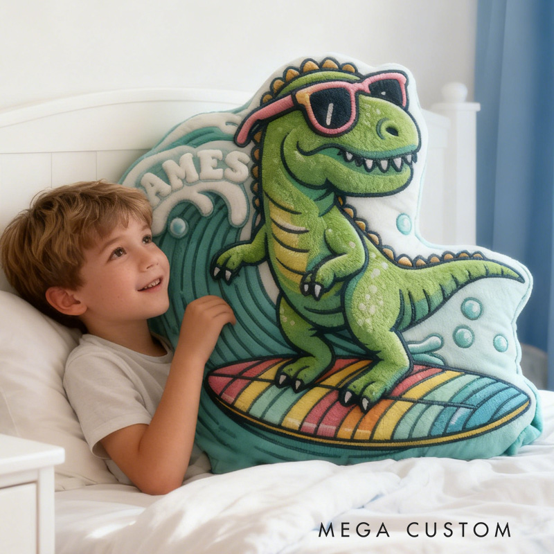 Personalized Dino Pillow Rainbow Throw Pillow Graphic 3D Print Surfing Skateboarding Fitness Decoration Pillow Exercise Sport Pillow for Kids