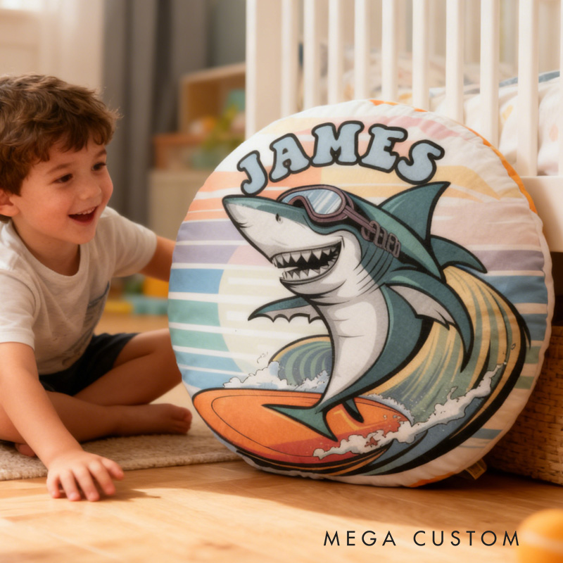 Personalized Suring Shark Pillow Rainbow Throw Pillow Graphic 3D Print Surfing Skateboarding Fitness Decoration Pillow Exercise Sport Pillow for Kids Surfing Skateboarding Lovers