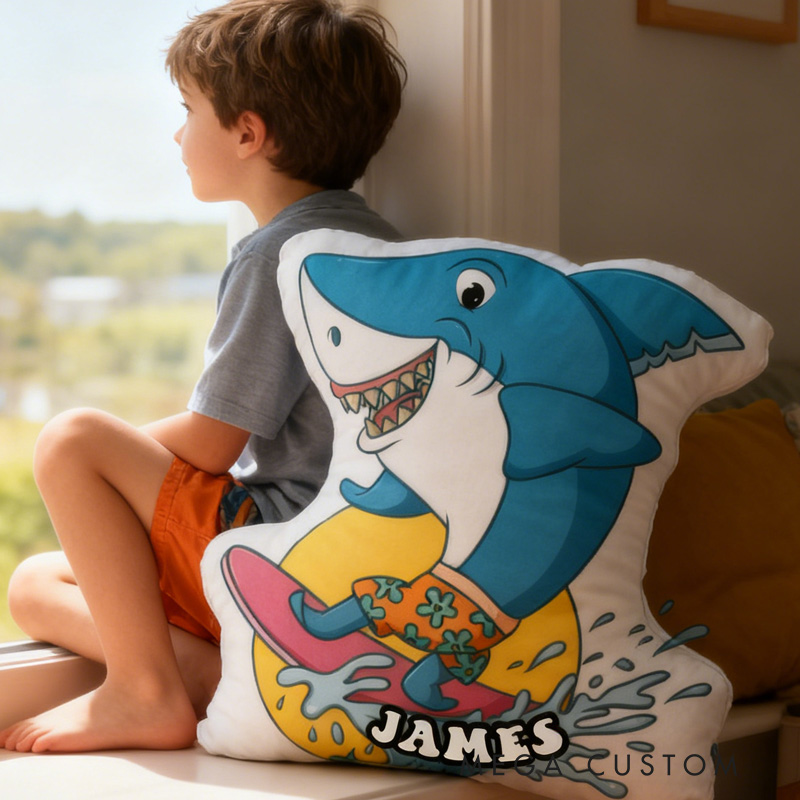 Personalized Suring Shark Pillow Rainbow Throw Pillow Graphic 3D Print Surfing Skateboarding Fitness Decoration Pillow Exercise Sport Pillow for Kids Surfing Skateboarding Lovers
