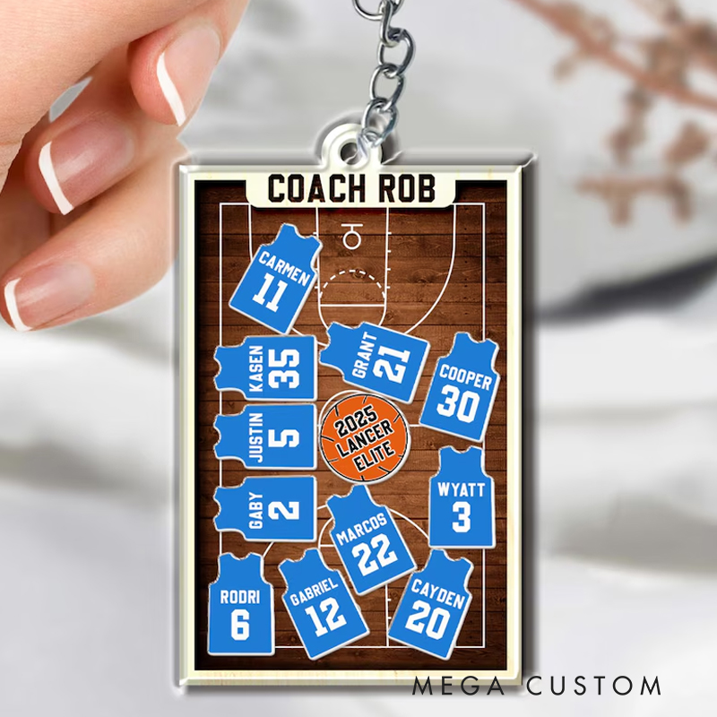 Personalized Team Member Name Basketball Ornament: Basketball Coach End of Year Gift