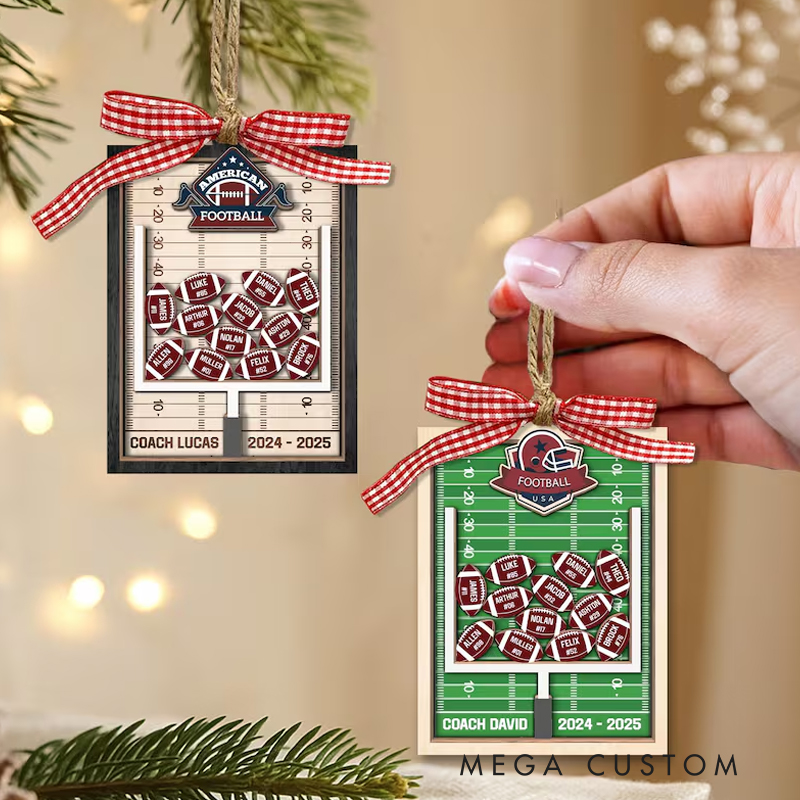 Personalized Shaker Football Coach Ornament: End Of Season Football Team Gift