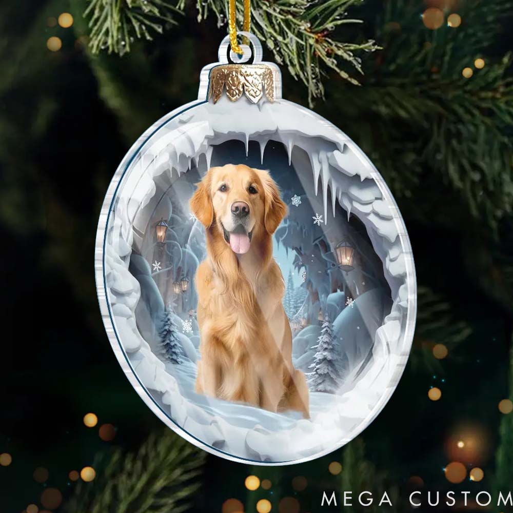 Personalized Pet Lover Custom Photo Santa Paws is Coming to Town Ornament