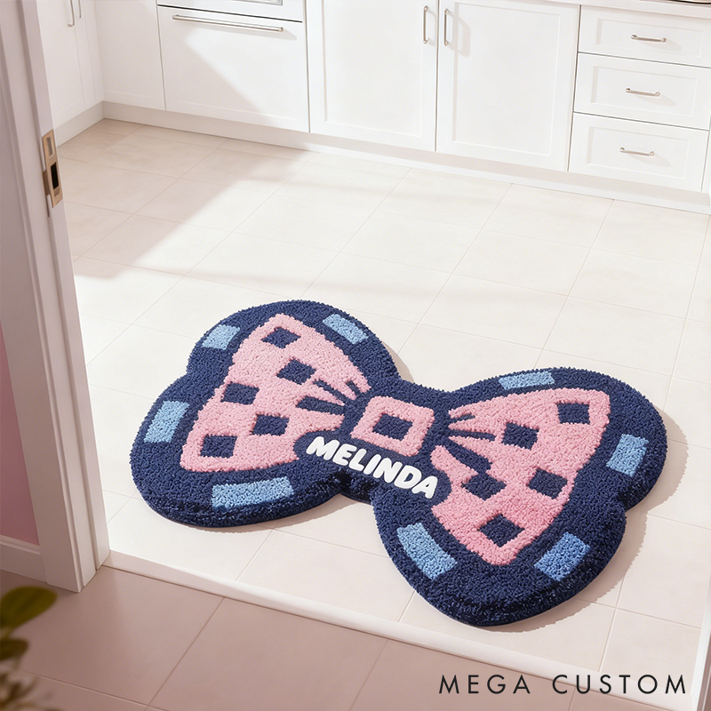 Personalized Bow Shaped Door Mat with Name Anniversary Gift For Her Home Decor Birthday Gift For Girlfriend Holiday Decoration