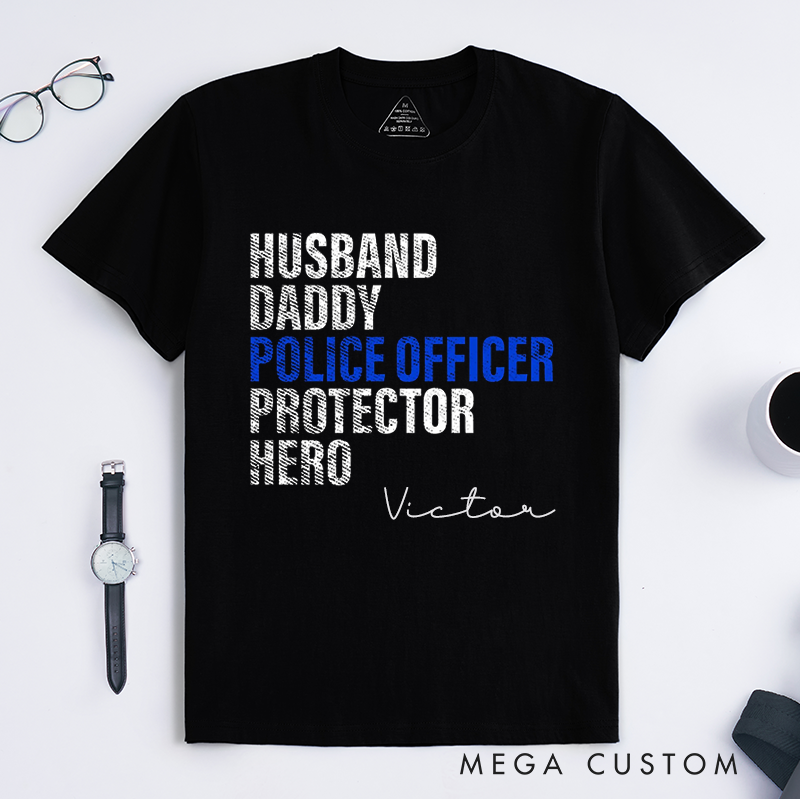 Personalized Minimalist Police Officer Tribute Design Gift for Police Officer T-Shirt