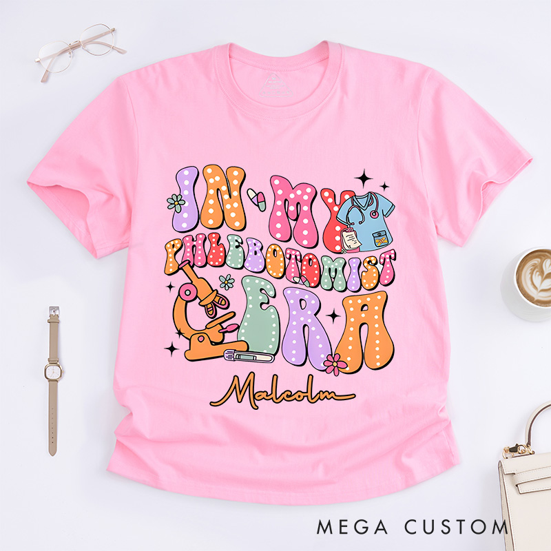 Personalized Nurse T-Shirts In My Phlebotomist Era Colorful Care Fashion Design T-Shirts
