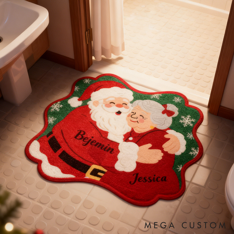 Personalized Mr and Mrs Santa Claus Door Mat with Name Anniversary Gift For Couple Christmas Home Decor Holiday Decoration