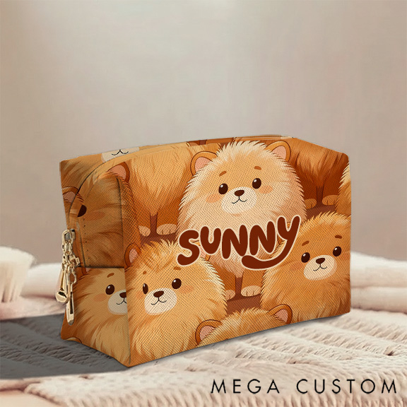 Personalized Cute Lion Animal Toiletry Bag Custom Name for Kids Travel Gifts and Daily Use