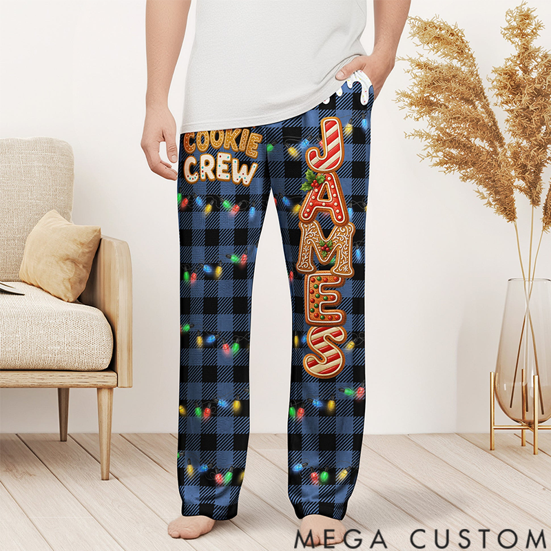 Personalized Custom Gingerbread Names Pajama Pants Christmas Matching Outfits For Family
