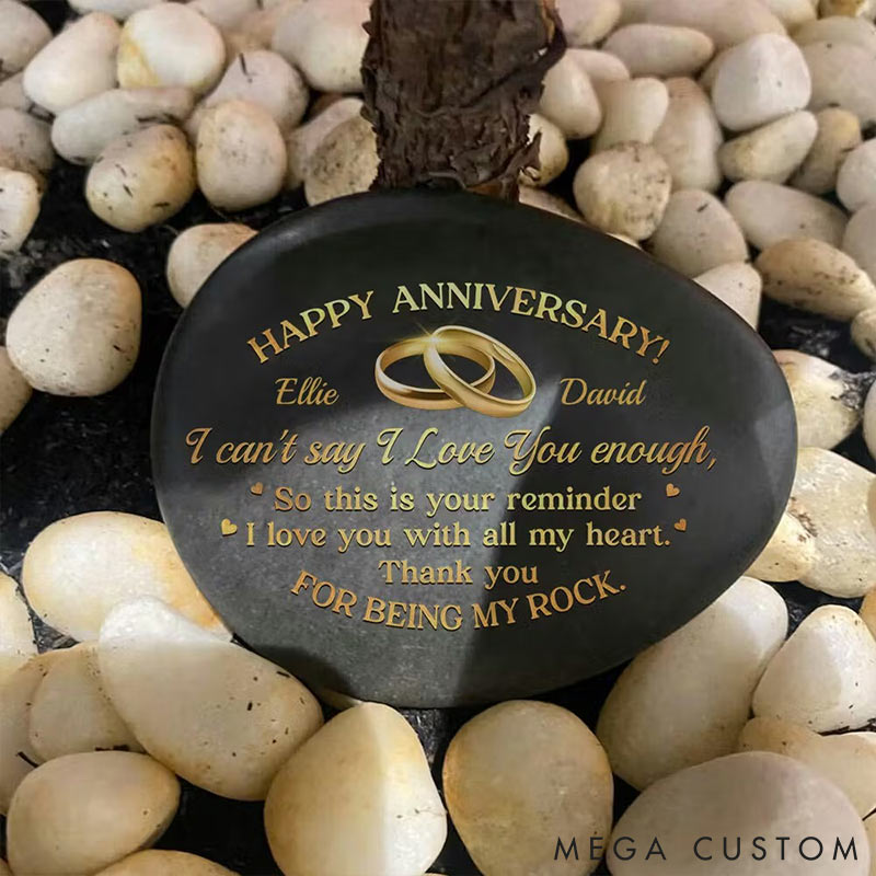 Personalized Our Love Grows With Time Printed Rock Valentine's Day Gift for Couple Anniversary Wedding Gifts for Husband And Wife Gift for Him Her 