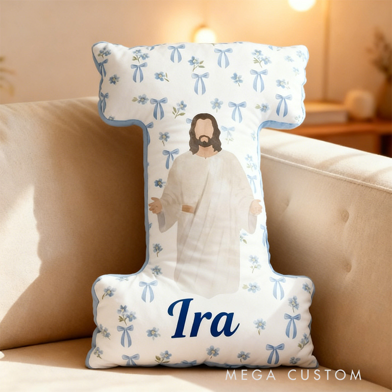 Personalized Jesus Love you Letter Pillow with Name Christian Home Decor Religious Gift Birthday Gift Jesus Lover Pillow Graphic 3D Print Pillow