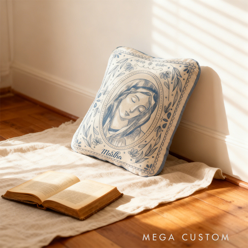 Personalized Virgin Mary Pillow with Custom Name Catholic Home Decor Religious Gift Birthday Gift for Women Graphic 3D Print Pillow