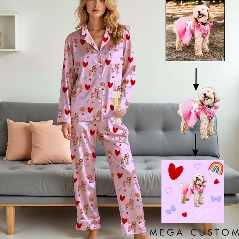 Personalized Pet Lover Pet Portrait Photo Pajamas with Name