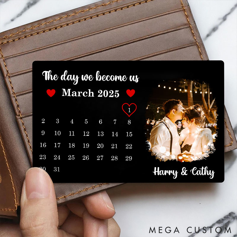 Personalized Anniversary Wallet Card Custom The Day We Became Us Gift For Couples Wallet Card Valentine's Day Gift for Husband Boyfriend