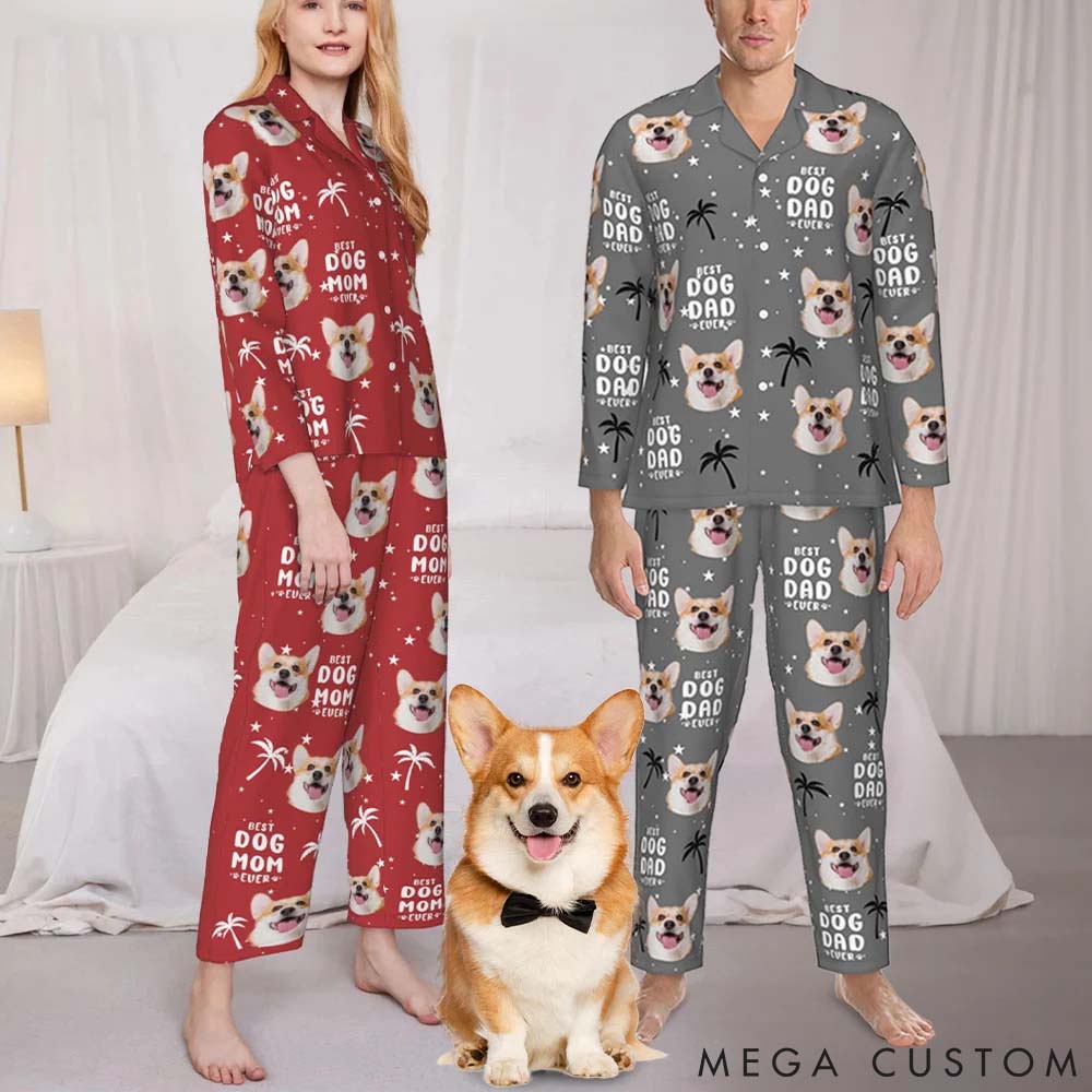 Personalized Pet Lover Coconut Tree Pet Avatar Photo Pajamas Set
