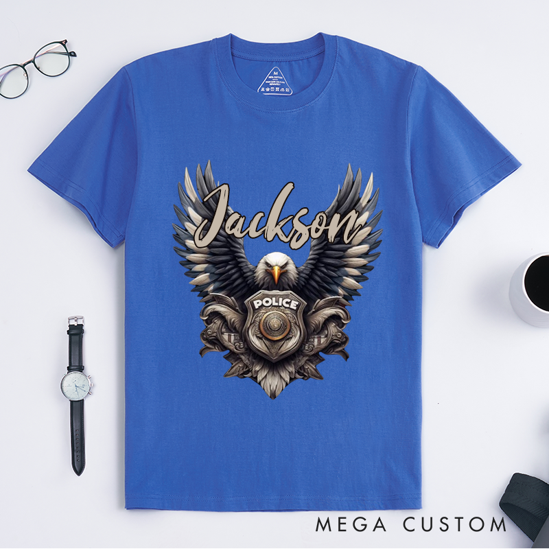 Personalized Majestic Eagle Police Tribute Design Gift for Police Officer T-Shirt