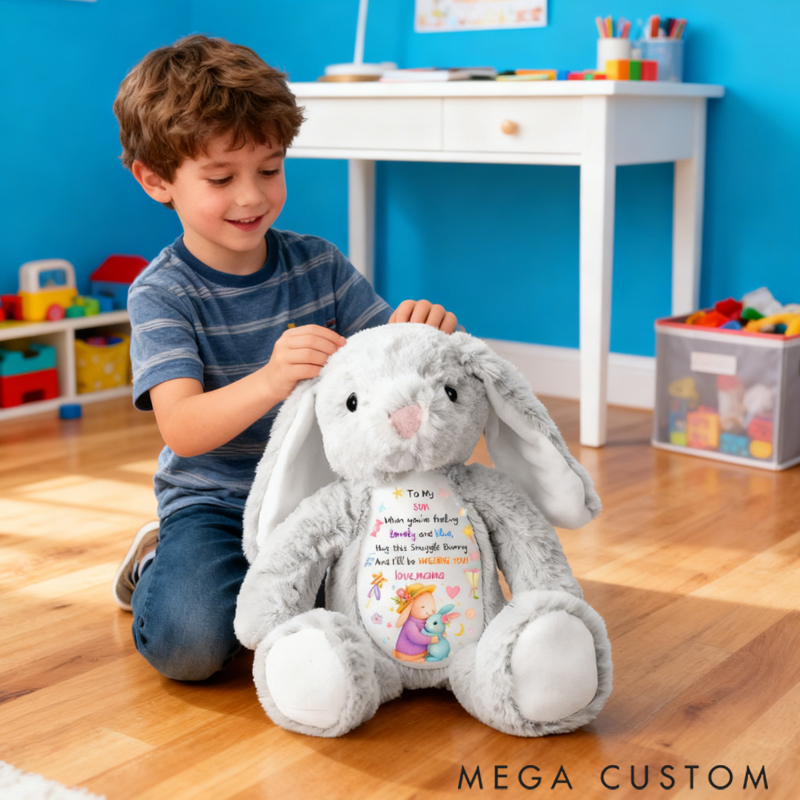 Personalized Pretty Bunny Plush Toy Custom Name to My Sweet Baby Special Gift for Family Members