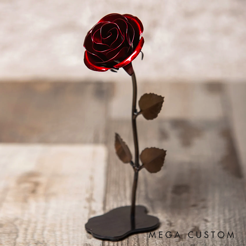 Personalized Red Metal Rose Iron 6th or Steel 11th Anniversary Gift