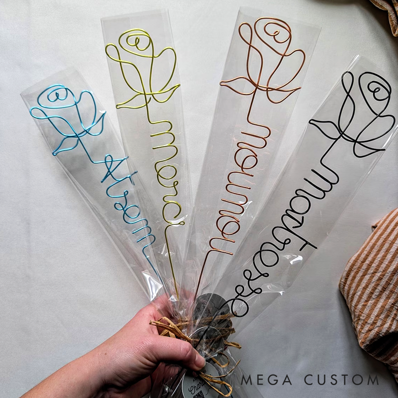 Personalized Wire Rose For Mother's Day Mom Grandma Teacher Nanny Teaching Assistant