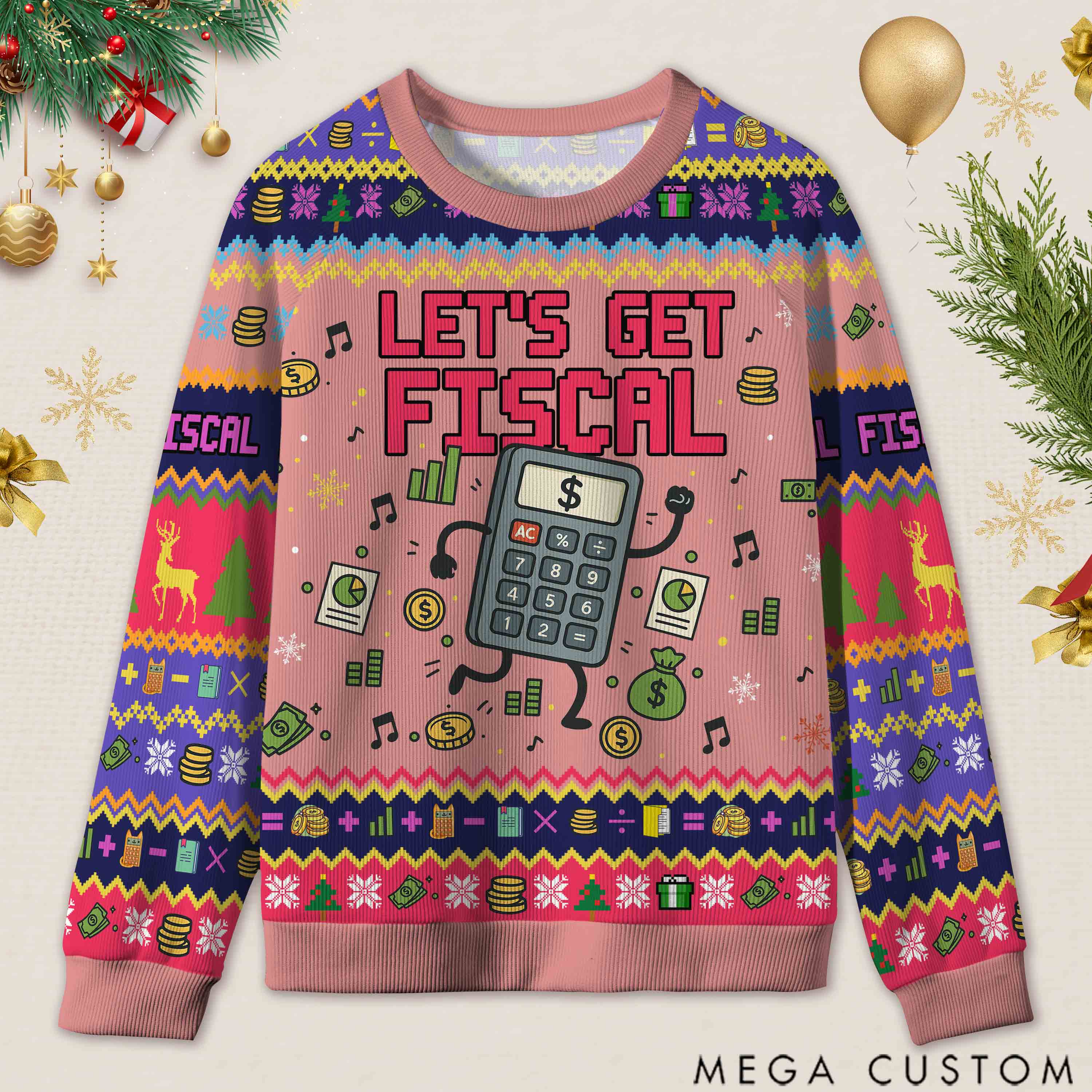 Personalized Accounting Hilarious Ugly Sweater Financial Christmas Gift for Accountants