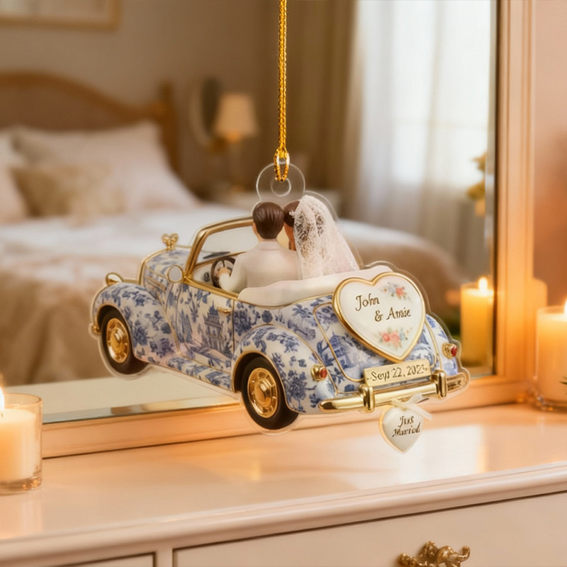 Personalized Couple Just Married Mr Mrs Couple Ornament Wedding Car Chrismas Decoration Gift for Newlyweds Couple Gift for Wife Husband