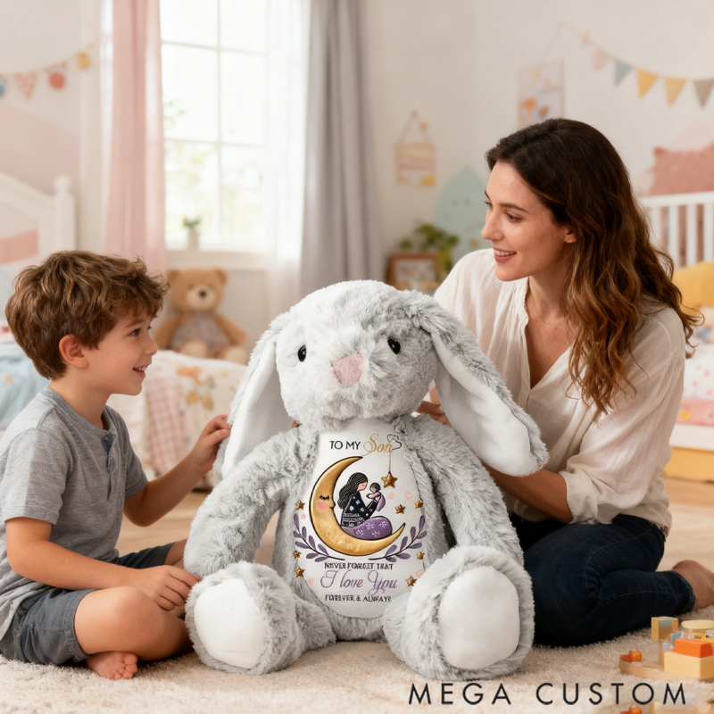 Personalized Pretty Bunny Plush Toy Custom Name Never Forget That I Love You Forever & Always Family Members