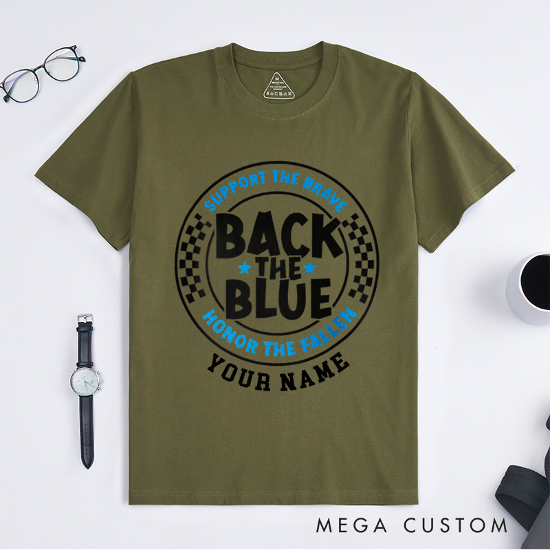 Personalized Classic Back the Blue Support and Honor Design Gift for Police Officer T-Shirt