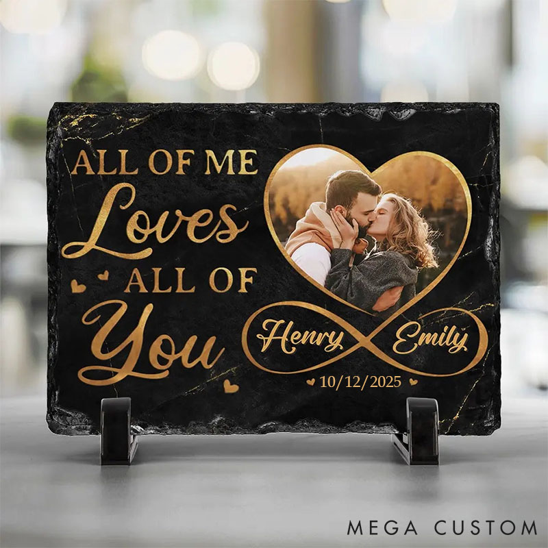 Personalized Couple Photo All of Me Loves All of You Heart Square and Rectangle Shaped Stone with Stand Newlyweds Stone Christmas Valentines Day Gift