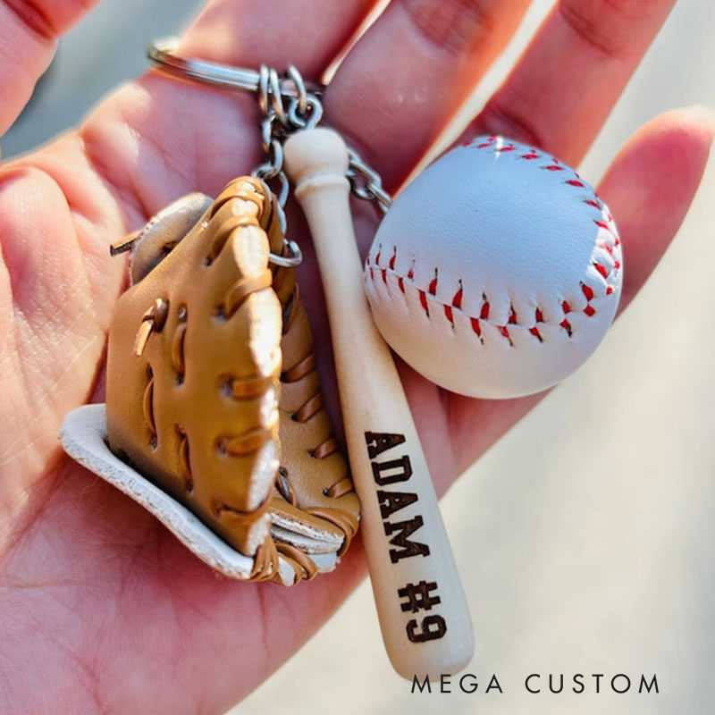 Softball Keychain Bag Tag Softball Key Chain Custom Engraved Softball Baseball Key Chain Custom Engraved Baseball for Sports Lover