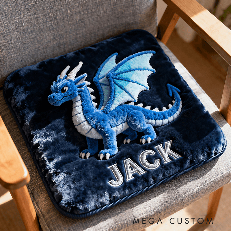 Personalized "Flame Master" 3D Dragon Plush Cushion – Soft Red & Gold Embroidered Decorative Pillow