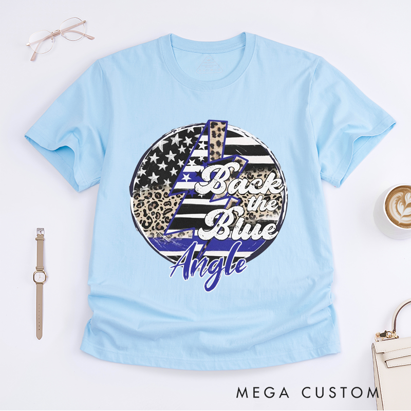 Personalized Police Stylish Back the Blue Graphic Design Gift for policewoman Police Officer T-Shirt