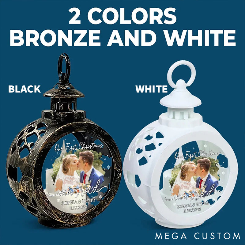 Personalized Couple Photo Our First Christmas Candlelight Lantern Ornament Custom Newlyweds Photo Candlelight Lantern Ornament Wedding Christmas Gift