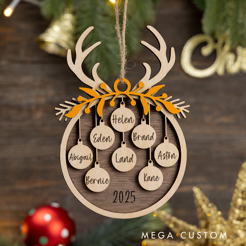 Personalized Family Christmas Ornament with Name Custom Wooden Christmas Ornament Holiday Decoration Perfect Gift For Families Or Friends