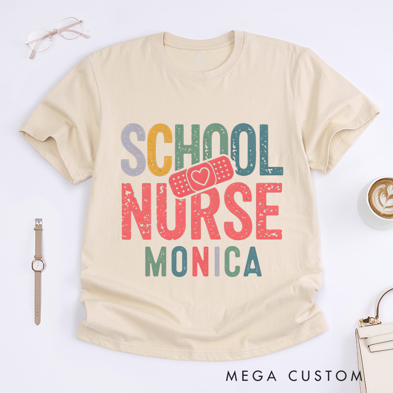 Personalized Nurse T-Shirts School Nurse Healing Hands Fashion Design T-Shirts