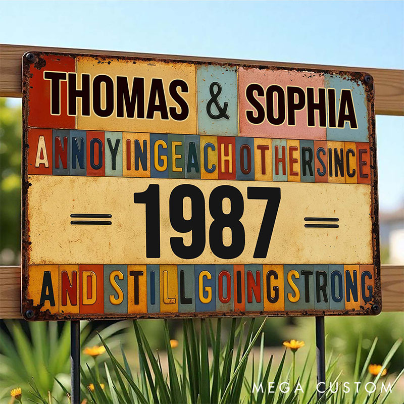 Personalized Retro Style Couple Metal Sign Annoying Each Other Still Going Strong Couple Anniversary Garden Garage Metal Sign Gift for Couples